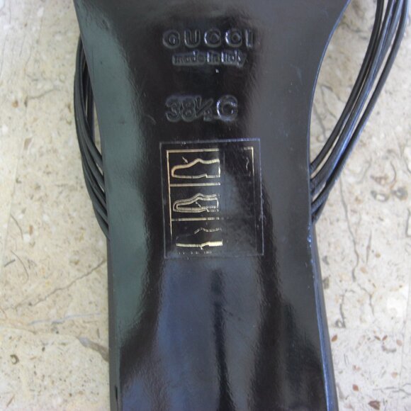 Gucci Mule Strappy Heel Leather Sandals Slip-on Size 38.5 - Picture 7 of 9